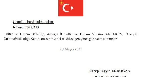 Bilal Eken, Amasya İl Kültür Müdürü Görevinden Alındı