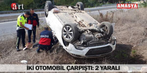 İKİ OTOMOBİL ÇARPIŞTI: 2 YARALI